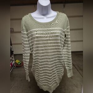 long-sleeved maternity‎ shirt Olive Striped Crew Neck Sweater